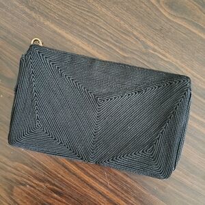 Vintage Corde Black Zipper Clutch Purse